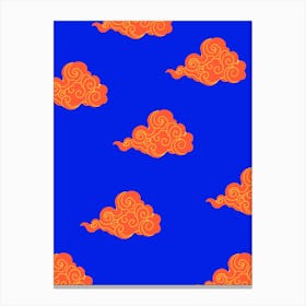 Cloud Pattern Blue & Orange Canvas Print