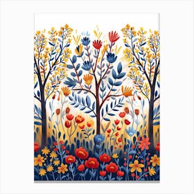 Colorful Flowers And Trees Canvas Print