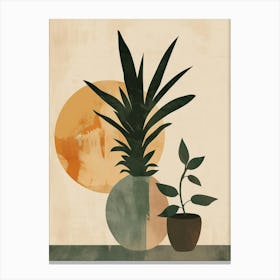 Pineapple Tree Minimal Japandi Illustration 1 Canvas Print
