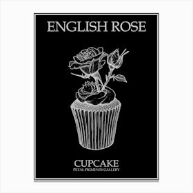 English Rose Cupcake Line Drawing 2 Poster Inverted Canvas Print