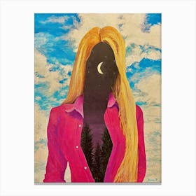 She Is The Night Surreal Portrait of Lady Cloudy Sky Canvas Print