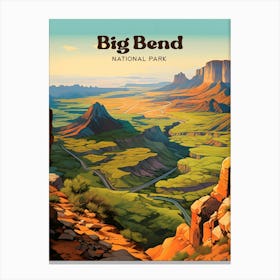 Big Bend National Park Texas Wildlife Travel Illustration Canvas Print