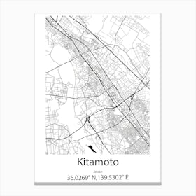 Kitamoto,Japan Minimalist Map Canvas Print