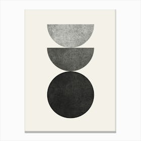 The Balance - Scandinavian Half-moon Circle Abstract Minimalist - Black and White Grey Canvas Print