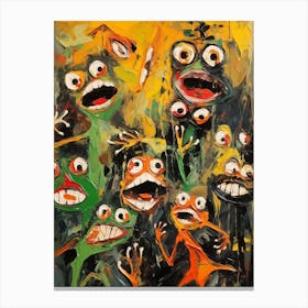 Frogs Abstract Expressionism 3 Canvas Print