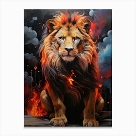 Lion On Fire painting 1 Canvas Print