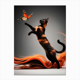 Cat With Butterfly Canvas Print