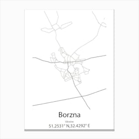 Borzna,Ukraine Minimalist Map Canvas Print