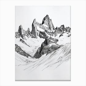 Cerro Fitz Roy Argentina Line Drawing 2 Canvas Print