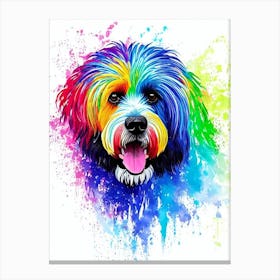 Portuguese Water Dog Rainbow Oil Painting dog Canvas Print