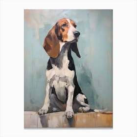 Basset Hound Dog, Painting In Light Teal And Brown 3 Canvas Print