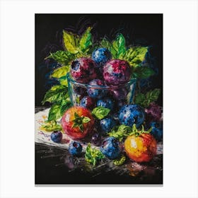 Blueberries In A Bowl 1 Canvas Print