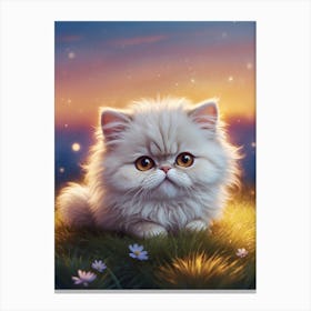 Cute Kitten In The Grass Canvas Print