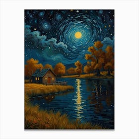 Night By The Lake 15 Canvas Print