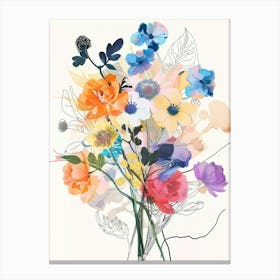 Scabiosa Collage Flower Bouquet Canvas Print