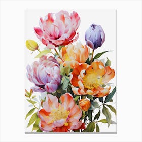 Blossom Symphony Vibrant Multicolored Florals Canvas Print