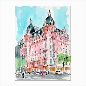 The Plaza Hotel   New York City, New York   Resort Storybook Illustration 2 Canvas Print