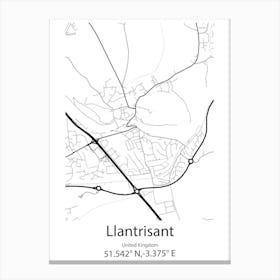 Llantrisant,United Kingdom Minimalist Map Canvas Print