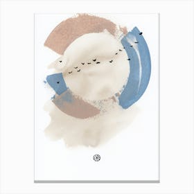 Murmuration 1 - minimal abstract birds flock beige blue Canvas Print