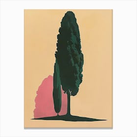 Cypress Tree Colourful Illustration 3 Canvas Print