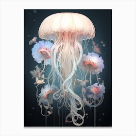Sea Nettle Jellyfish Neon Illustration 7 Canvas Print