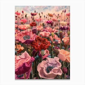 Poppies Knitted In Crochet 1 Canvas Print