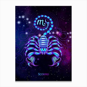 Scorpio Zodiac Sign — Zodiac neon signs Canvas Print