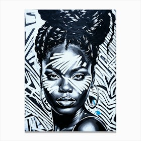 Graffiti Mural Of Beautiful Black Woman 18 Canvas Print