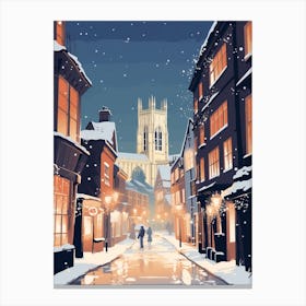 Winter Travel Night Illustration York United Kingdom 3 Canvas Print