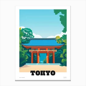 Meiji Shrine Tokyo 3 Colourful Illustration Poster Canvas Print