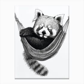 Red Panda Napping In A Hammock Ink Illustration 4 Canvas Print