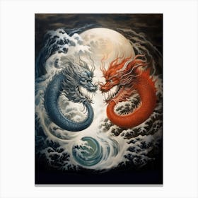 Yin And Yang Chinese Dragon Illustration 8 Canvas Print