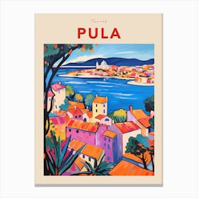 Pula Croatia Fauvist Travel Poster Canvas Print