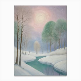 Winter's Creek At Night Canvas Print