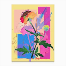 Scabiosa 3 Neon Flower Collage Canvas Print