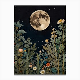 Moonlight In The Meadow Style William Morris 2 Art Print 1 Canvas Print