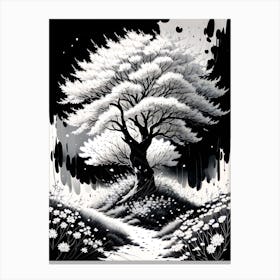 Tree In Snow Canvas Print