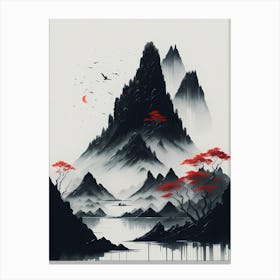 Chinese Landscape Mountains Ink Painting (1) Canvas Print