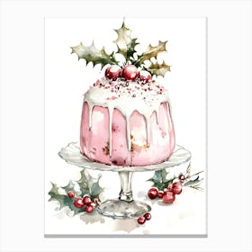 Christmas Cake Watercolor Illustration Canvas Print