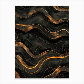 Abstract Gold And Black Wavy Pattern Canvas Print