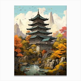 Historical Castles And Temples Japanese Style 4 Canvas Print