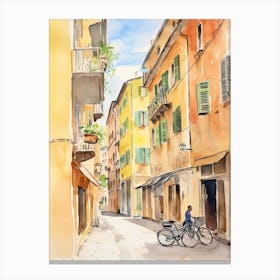 Piacenza, Italy Watercolour Streets 3 Canvas Print