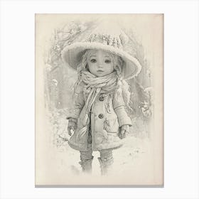 Little Girl In The Snow Canvas Print