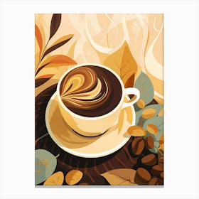 Coffee And Autumn Leaves Canvas Print