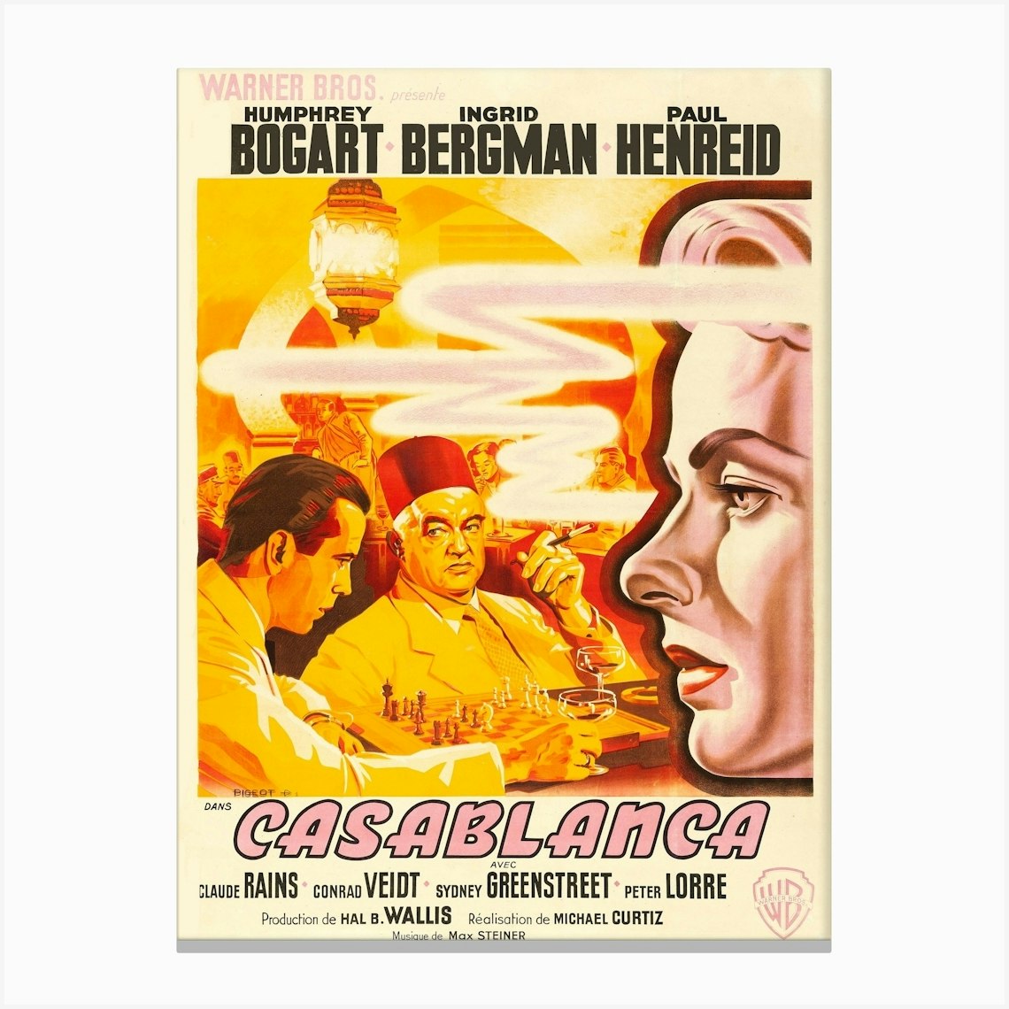 Casablanca, Vintage Movie Poster, 1946 Canvas Print by Vintage Spirit