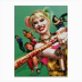 Birds Of Prey And The Fantabulous Emancipation Of One Harley Quinn In A Pixel Dots Art Style Canvas Print