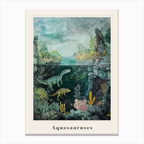 Underwater Dinosaur Painting Poster Canvas Print