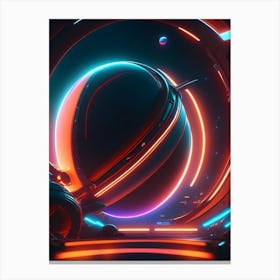 Orbit Neon Nights Space Canvas Print
