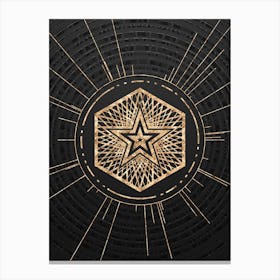 Geometric Glyph Symbol in Gold with Radial Array Lines on Dark Gray n.0096 Canvas Print