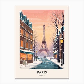 Vintage Winter Travel Poster Paris France 3 Canvas Print